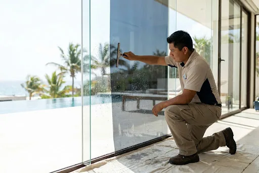 Instalación de película de control solar cerámica en ventana residencial